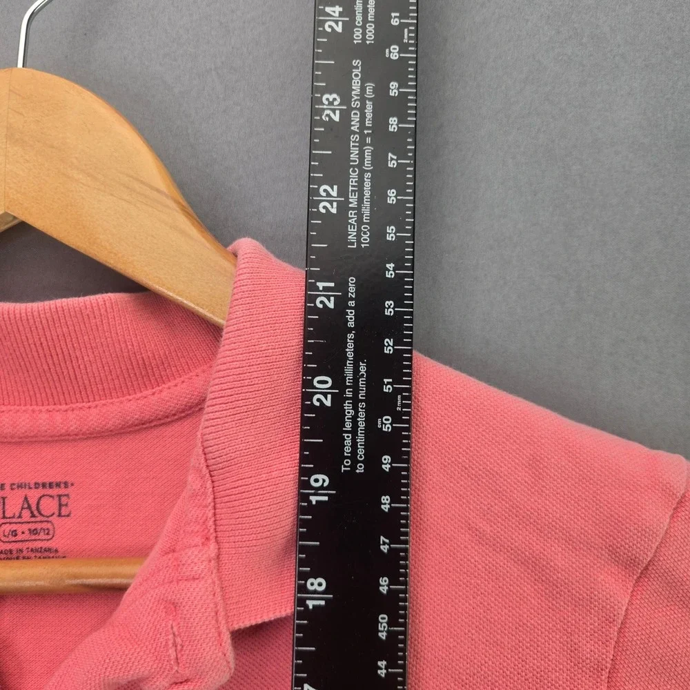 The Children's Place Polo Shirt Boys Large 10/12 Pink Short Sleeve Pique Cotton